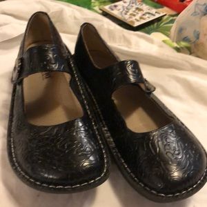 Alegria black embossed wedge shoes, 41, Velcro